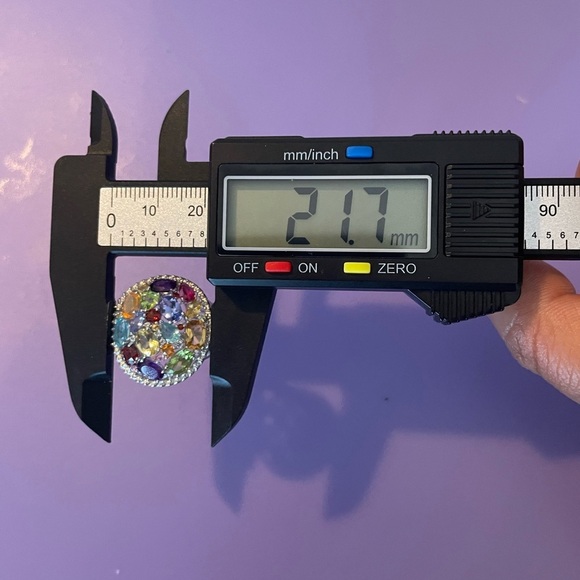 Sterling Silver Multi Gemstones Ring Cocktail Ring Size 10 - Picture 8 of 9